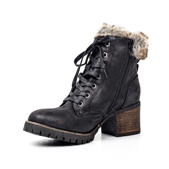 Steve Madden Comfort Faux Fur Fabric Zip Lace-up Winter Boots sz 7 - Picture 1 of 10